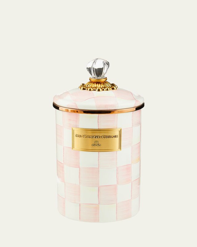 Rosy Check Enamel Canister, Large